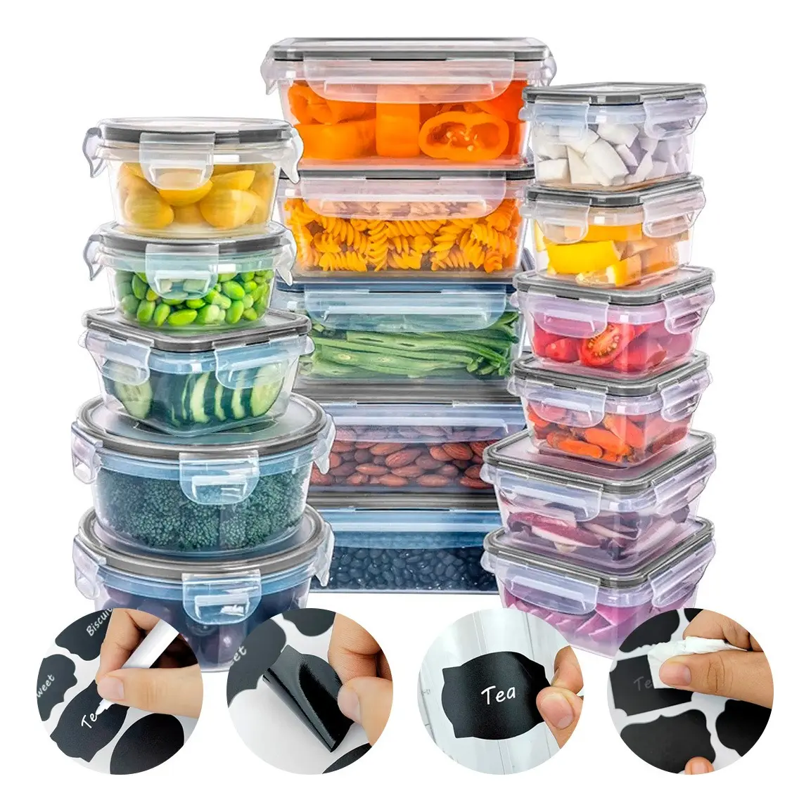 Conjunto 16 Potes Herméticos Croix, Tampa e Trava, Cor Transparente